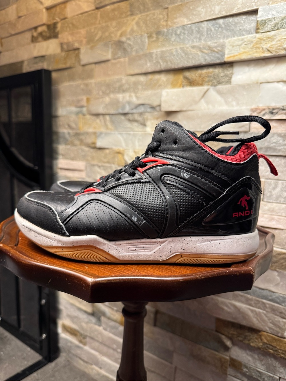 Kids Sz 4 AND1 Little & Big Boys Lace-up Black Red Basketball Sneaker Shoes
